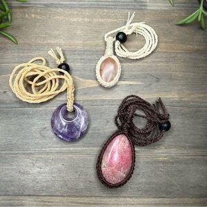 Handmade Macrame Crystal Necklaces